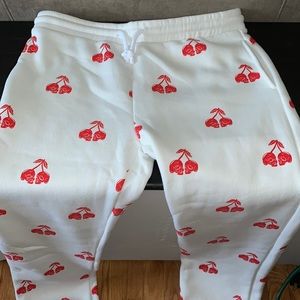 Badwood LA white, cherry skulls sweat pants XX-LG